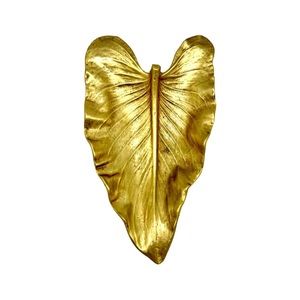 1945 Hand Cast Brass Calla Lily Leaf Jewelry Dish By Virginia Metal Crafters